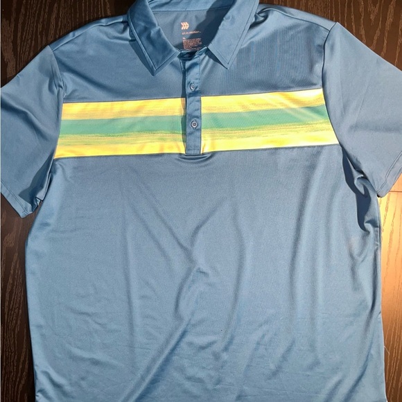 All in Motion Blue Polo with Yellow and Green Stripes - Picture 1 of 3